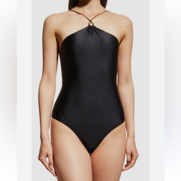 Lenny Niemeyer Black halter Chain deep open back One-Piece Swimsuit Size S - Picture 1 of 8